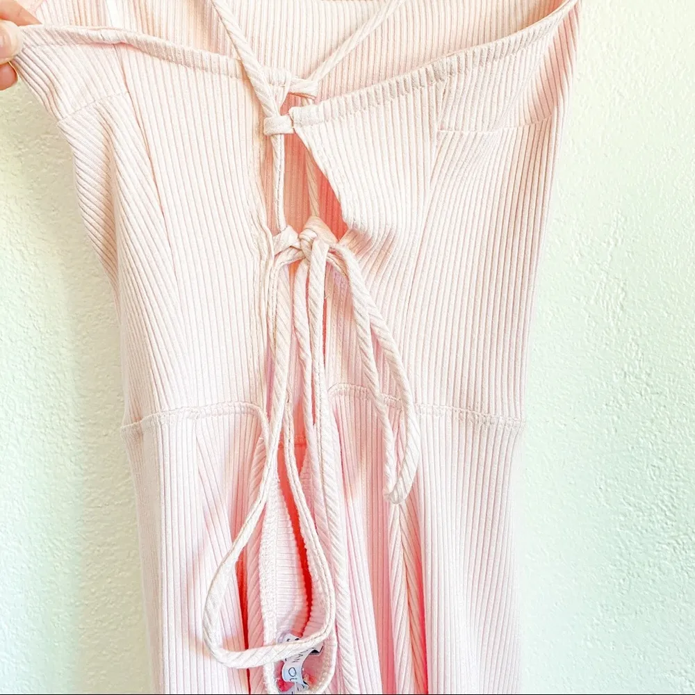 Urban Outfitters Palace Ribbed Strappy Back Mini Dress Pink Size Large - Image 9