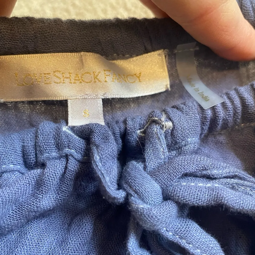 Loveshackfancy cotton gauze wide leg pants blue - Image 2