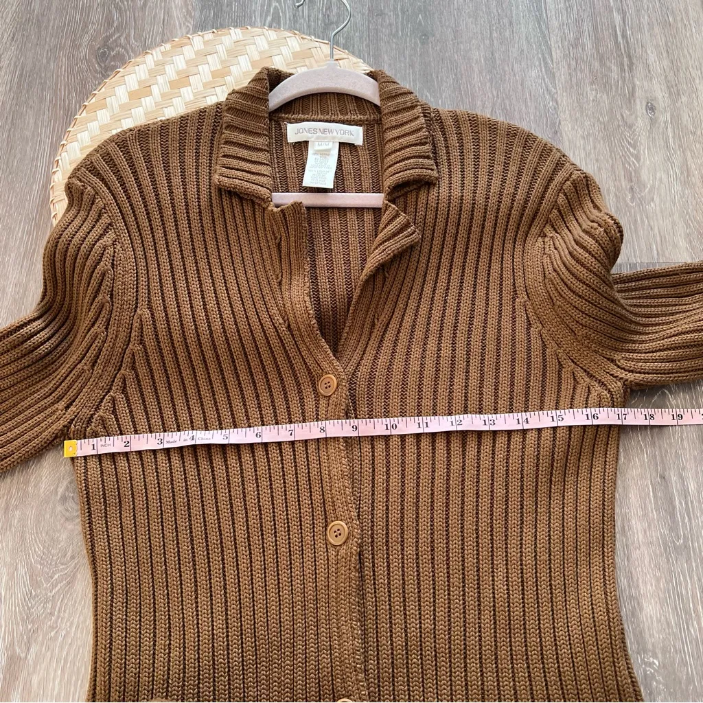 Vintage 90’s Y2K‎ brown chunky ribbed longline cardigan sweater jacket Size M - Image 4