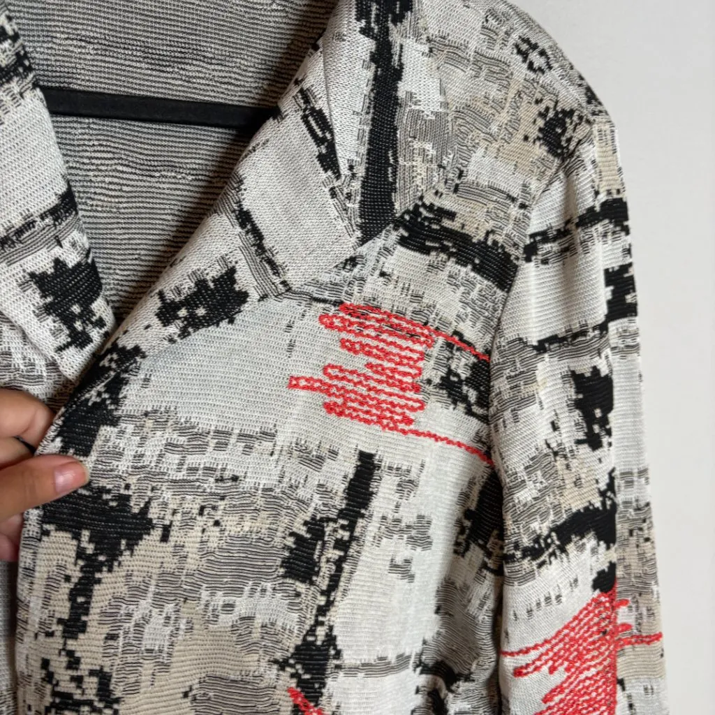 Ming Wang abstract colorful knit open blazer - Image 3