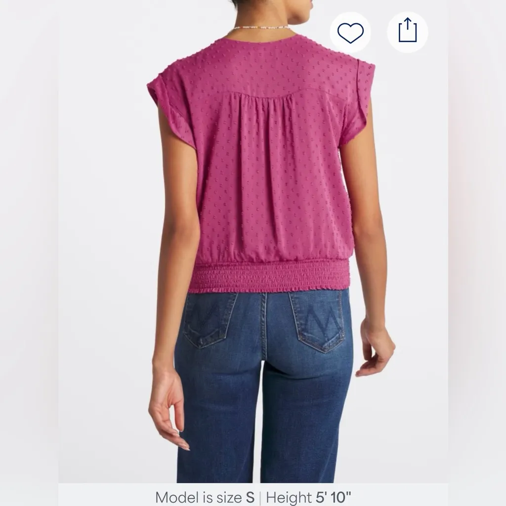 Mason Belle Pink Faux Wrap Blouse Dotted Sleeveless Workwear Office Top Medium - Image 4