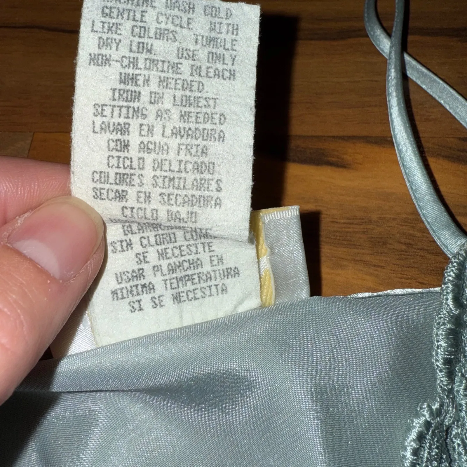 Dentelle Lingerie dress Pale Blue Lace Trim Sleeveless Nightgown Large‎ vintage - Image 4