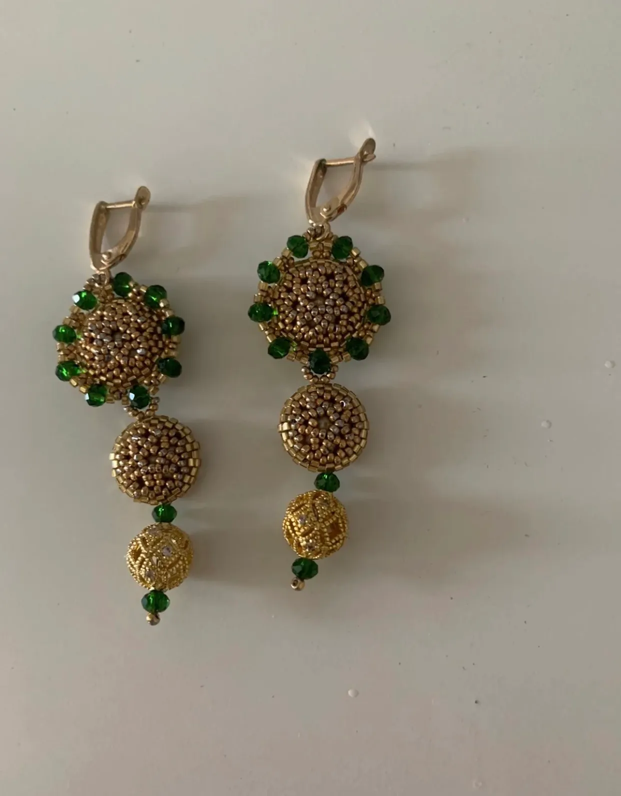 Drop Earrings Handmade Green - Image 2