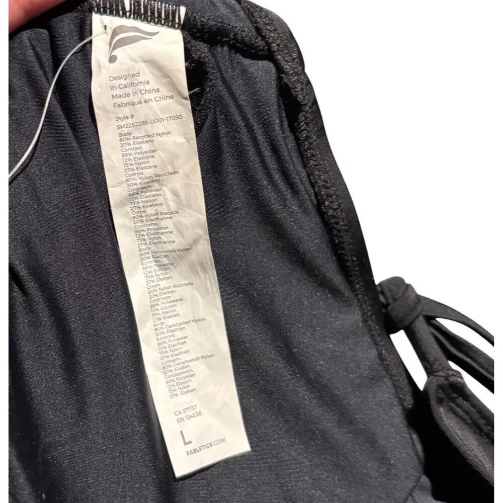 Fabletics Noa String Tie One-Piece Swimsuit Size L Black Halter Cutout Back Tie - Image 5