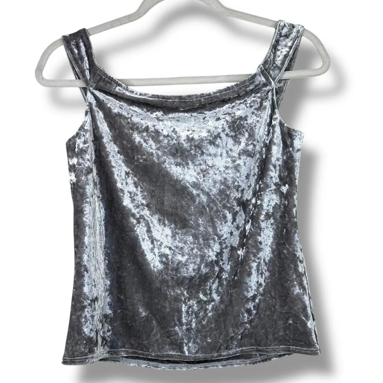 Reformation NWOT Andria Silver Moonlight Velvet Off-the-Shoulder Knit Tank Top - Image 6