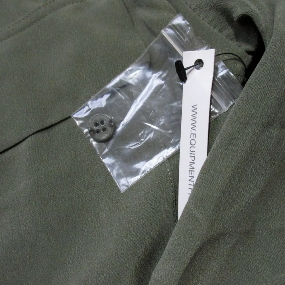 NWT Equipment Knox Blouse in Dark Green Washed Silk Lace-up Tie Shirt XS $228 - Image 4