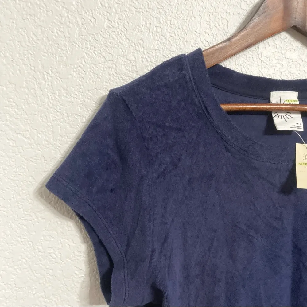 Aerie Offline Womens Top Blue Crop Cropped Terrycloth Size Medium - Image 5