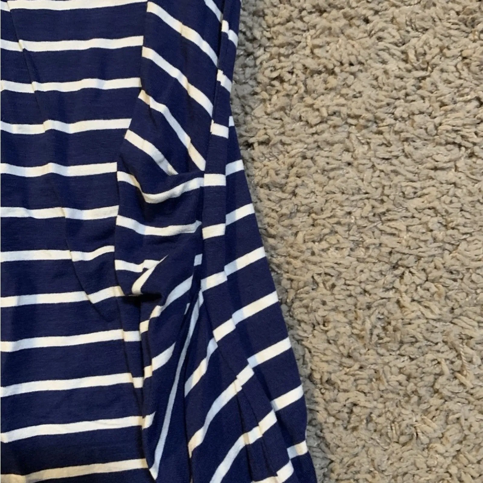 Seraphine Navy & White Striped MATERNITY Scoop neck bodycon Midi Dress Size 6 Blue - Image 7