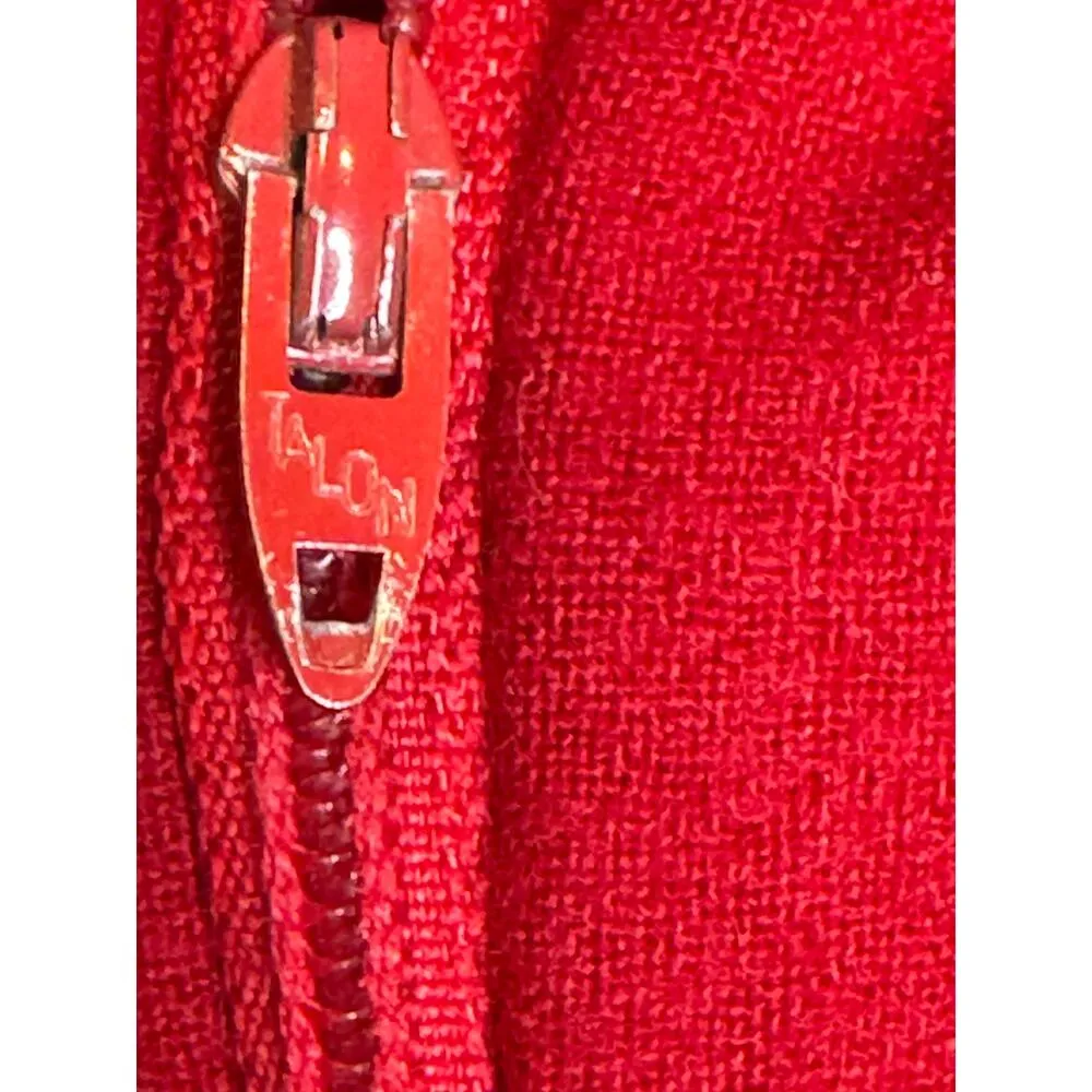 Vintage Sir for her Red Midi 100% Wool high waist skirt side slit size small - Image 11