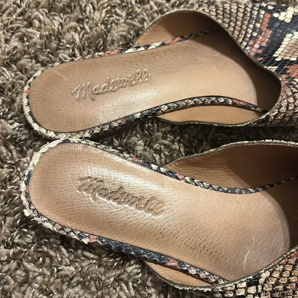 Madewell Remi Snakeskin Mules Flats Size 8 - Image 6