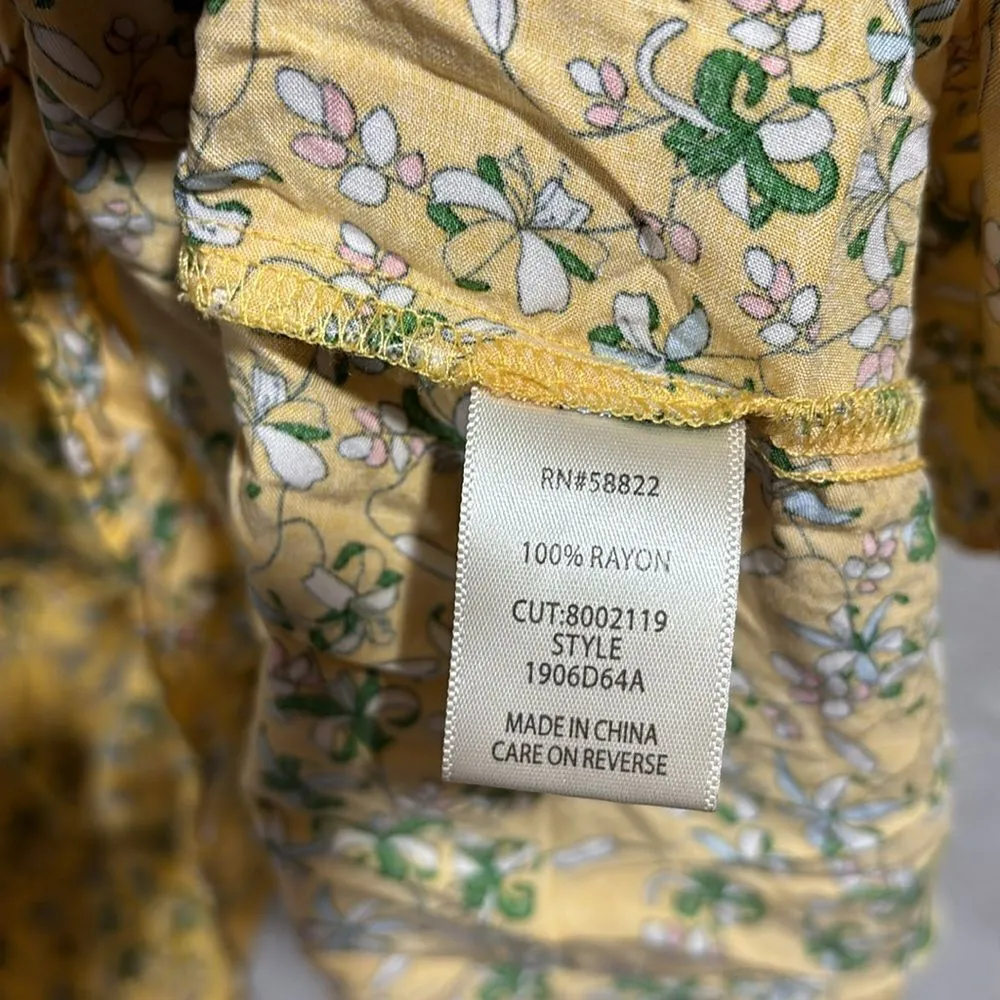 Max Studio boho floral print smocked tiered mini dress size small - Image 4