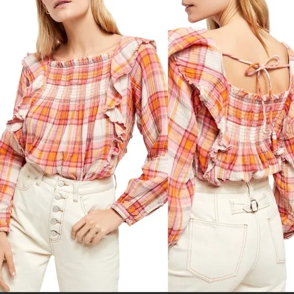 Free People  Siena Plaid Square Neck Pullover - Image 2