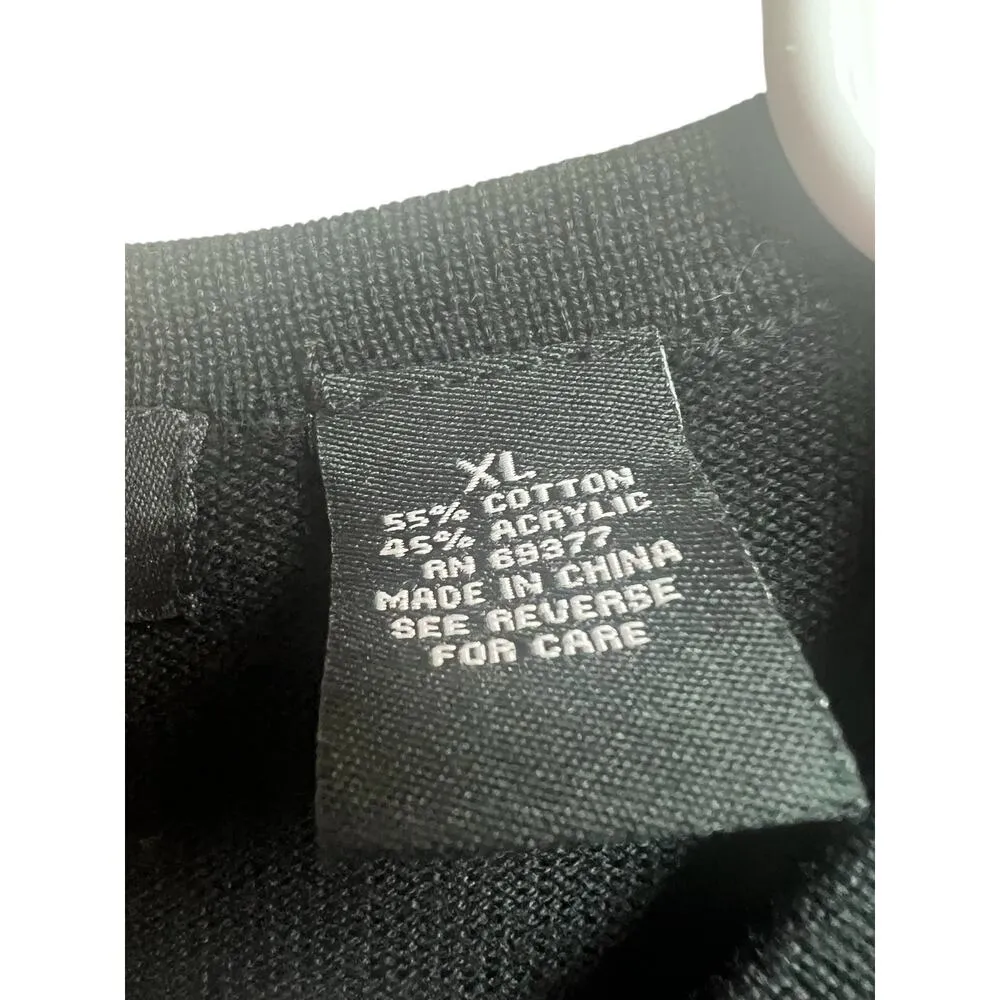 Crystal Kobe Black Cardigan Sweater Red Sequin Cardinals Button Front XL - Image 3