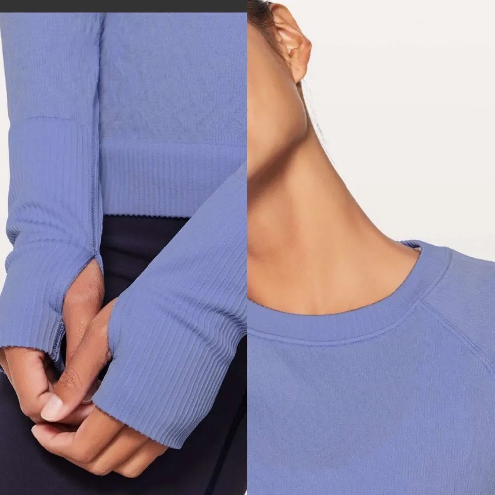 Lululemon Rest Less Pullover Hydrangea Blue textured‎ long sleeve - Image 3