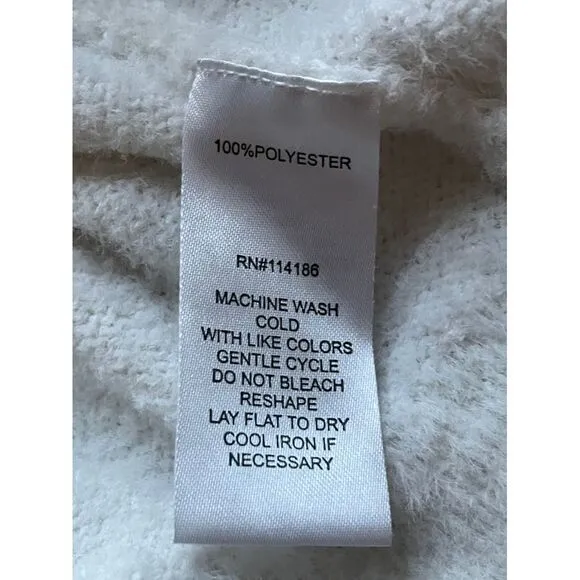 89th Madison‎ White Fuzzy Puff Sleeve Sweater Soft Cozy Winter Top M Size M - Image 6