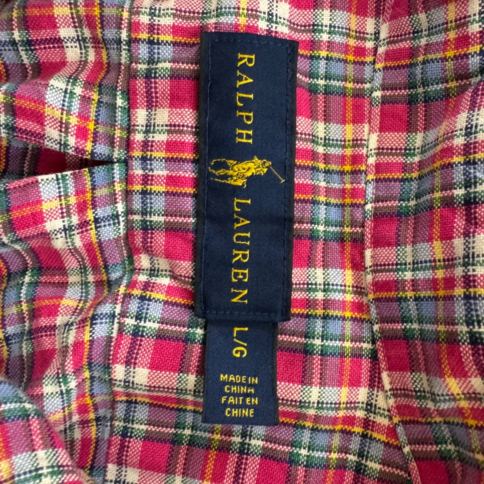 VTG Ralph Lauren Plaid Shirt men L multicolor pony Embroidered Polo Player‎ Logo - Image 5