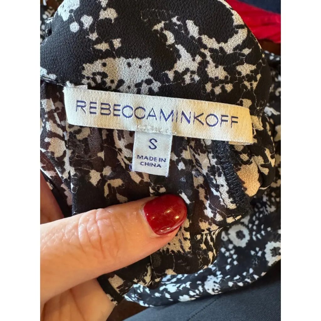 Rebecca Minkoff Shirt Women Small Black Floral Back Tie Zariah Blouse Whimsigoth - Image 10