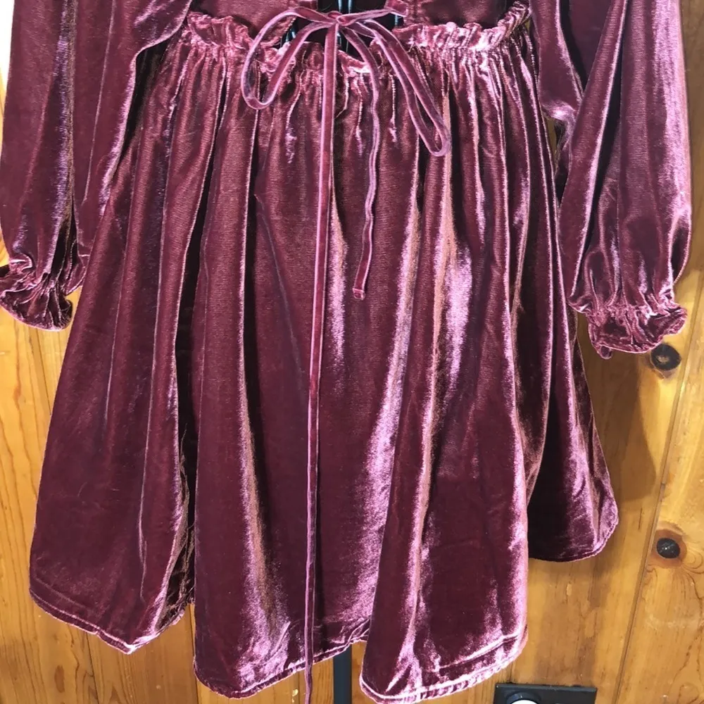 Free people Movement Women's Daphne Velvet Sleeve Mini Dress roan rouge …​ - Image 14