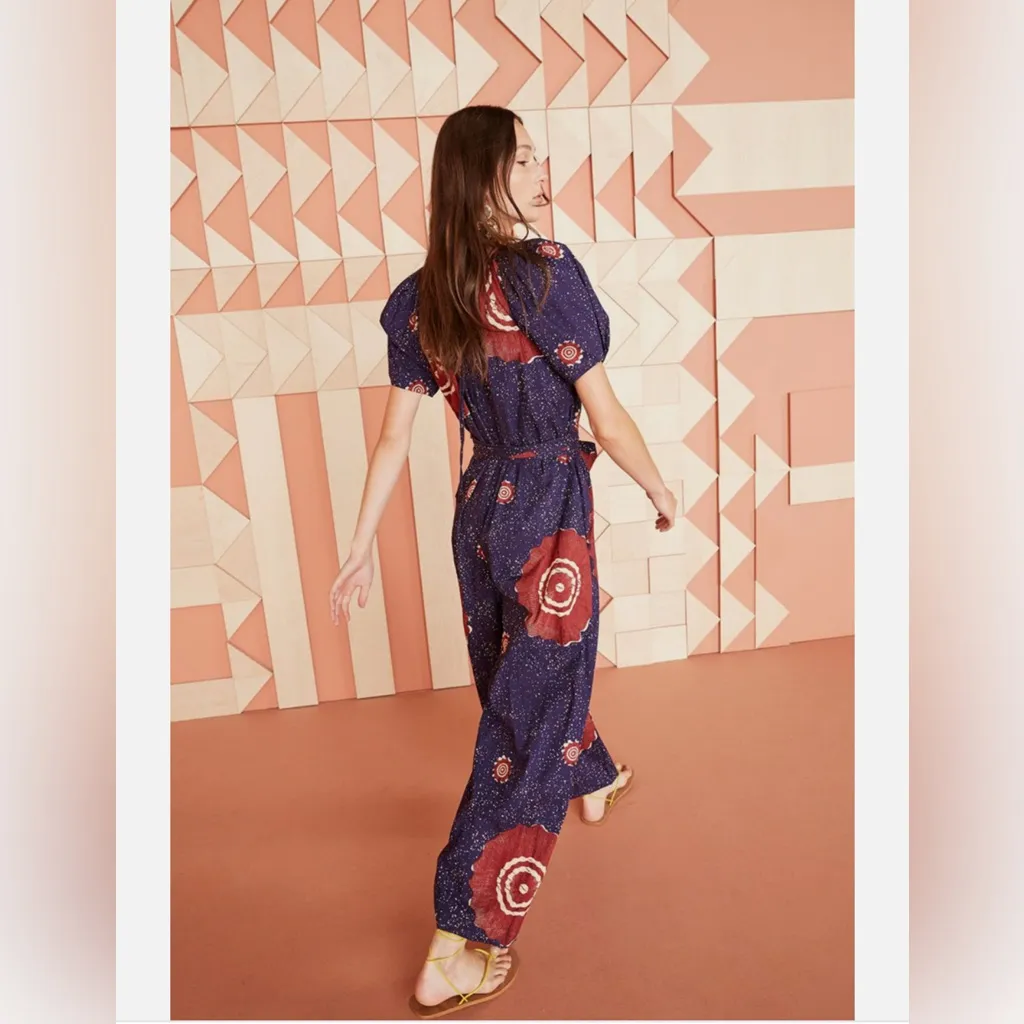 Ulla Johnson Perla Jumpsuit in the Midnight color and Sand Dollar print. - Image 3