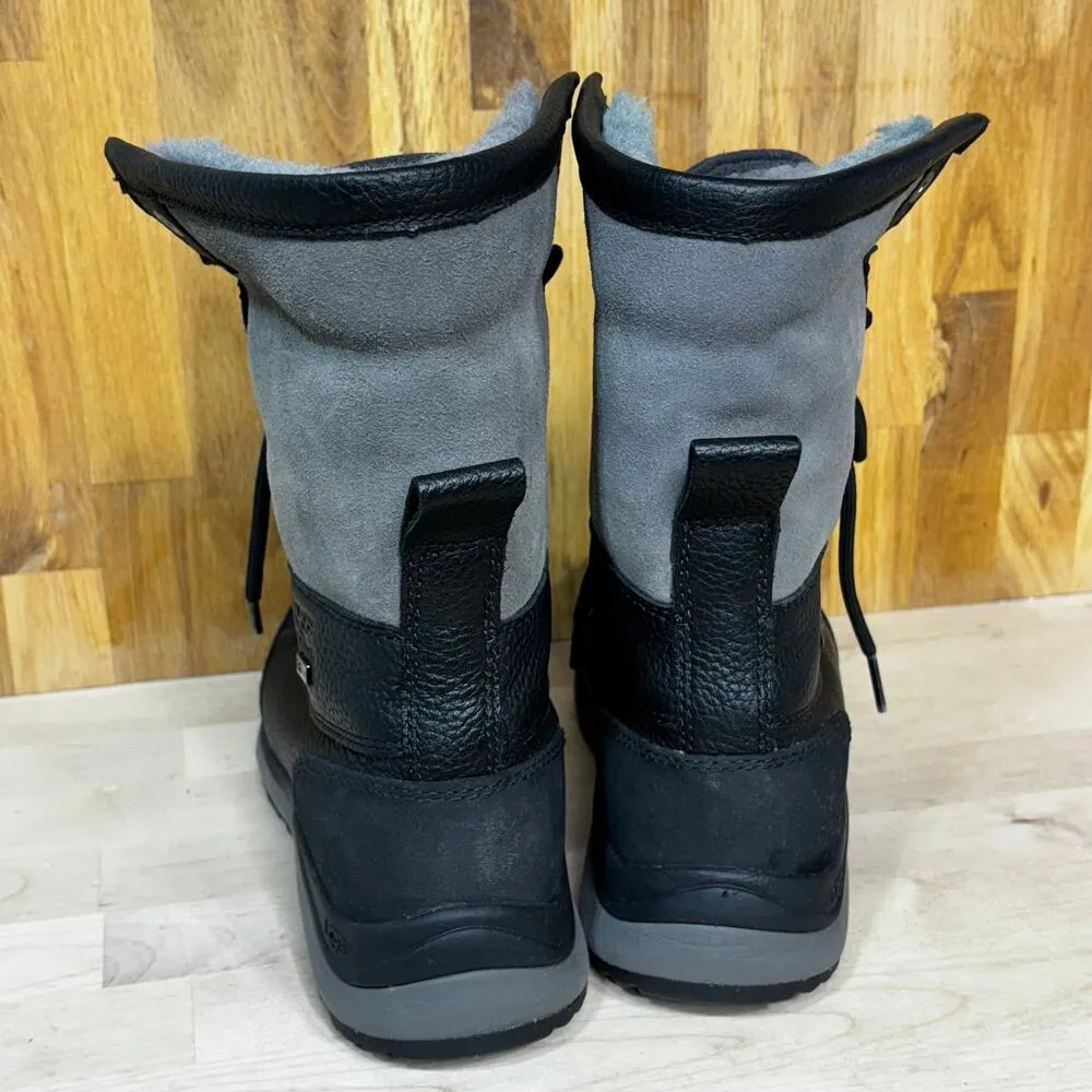 Ugg Adirondack III  Black Leather Shearling Lining Waterproof Winter Midi Boot 6 - Image 4