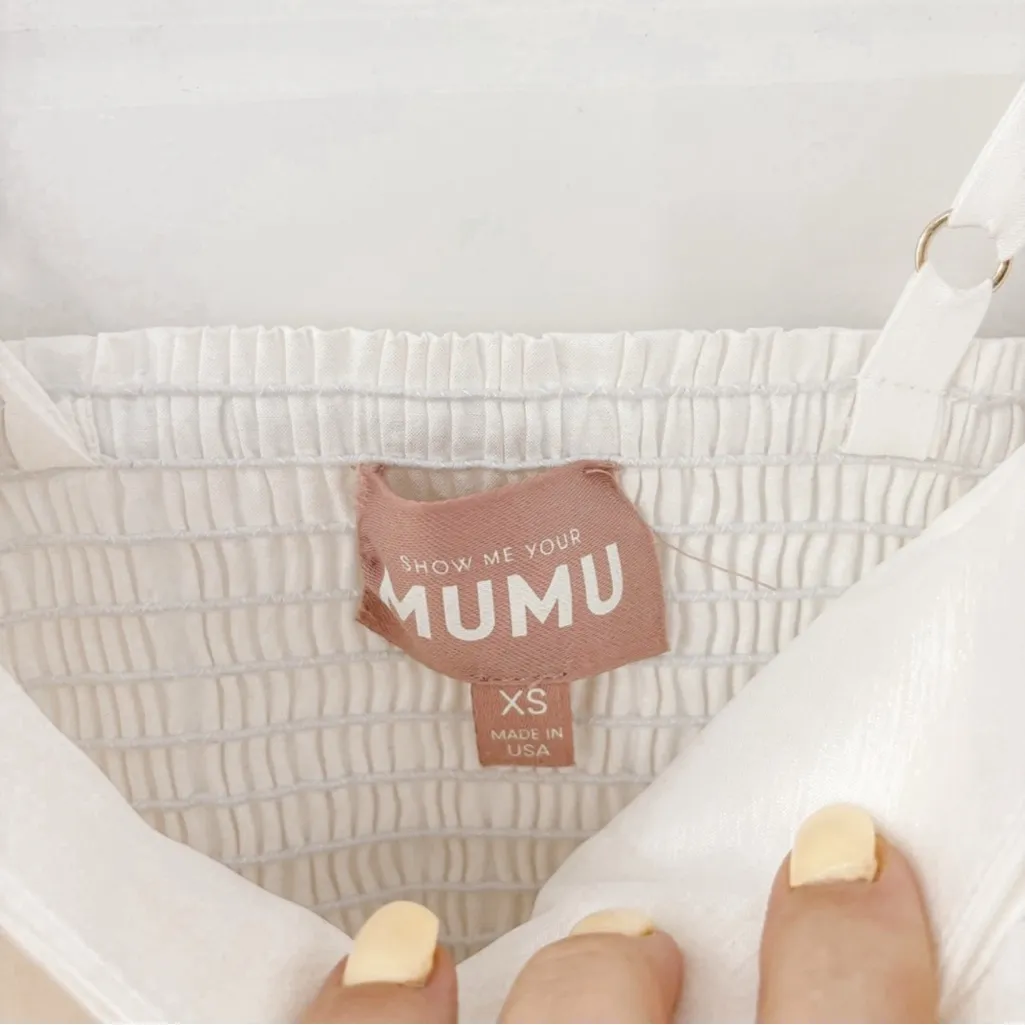 Show Me Your MuMu Bridal Bubble Hem Bow Mini Dress Taffeta White Sz XS - Image 8