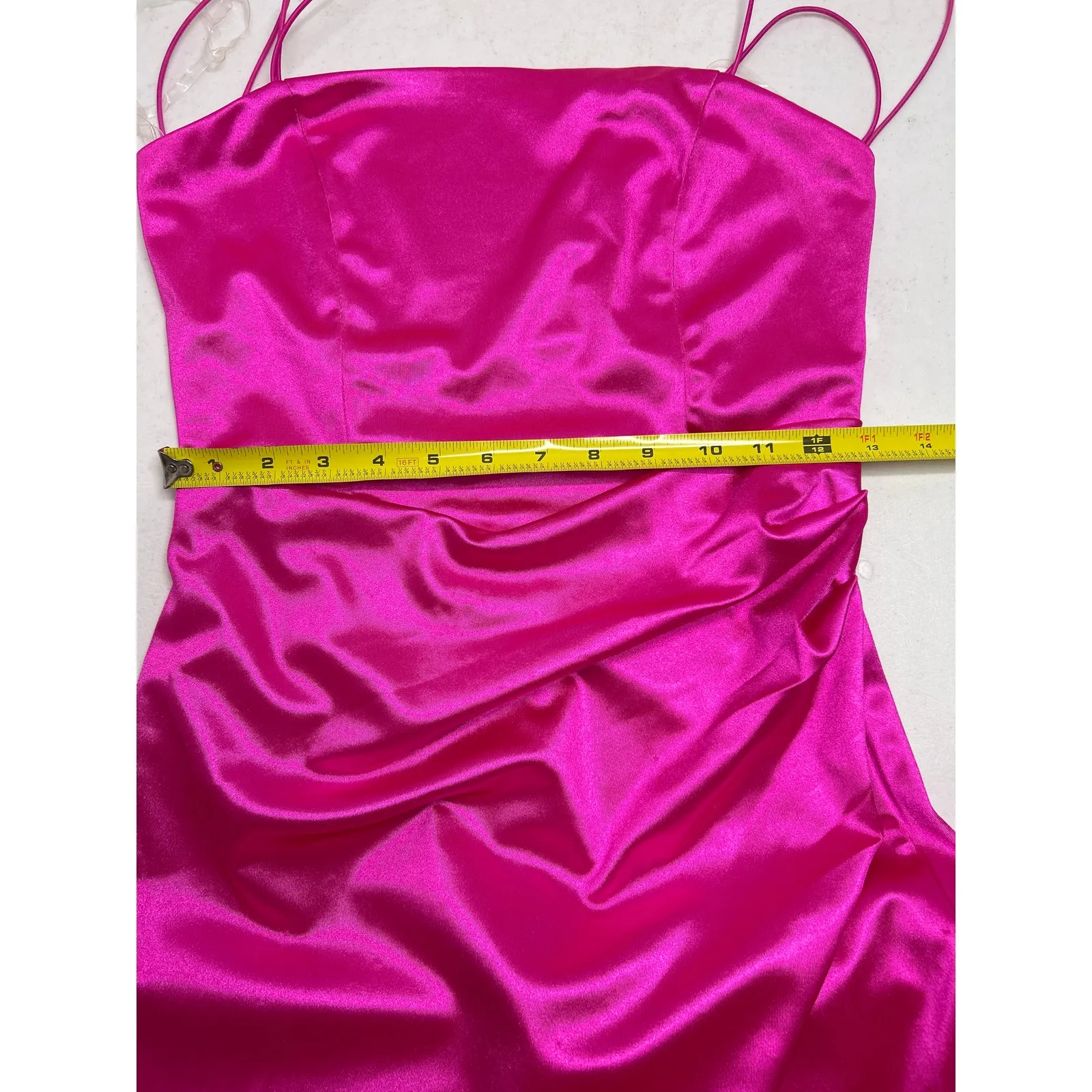 Emerald Sundae Strappy Wrap Satin Maxi Dress Gown in Hot Pink Size M - Image 6