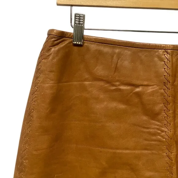 Vintage Y2K Banana Republic Tan Genuine Leather Skirt Aline Feminine Capsule - Image 6
