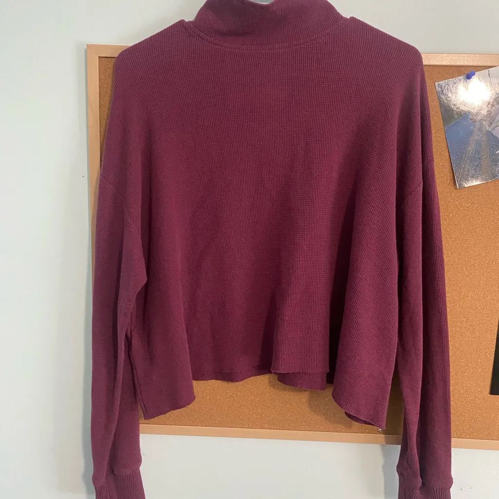 Hollister Maroon Boyfriend quarter zip-up - Image 2