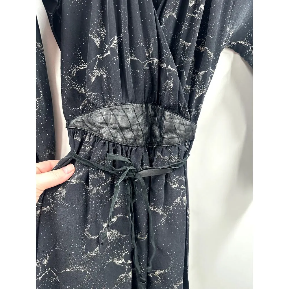 Rebecca Taylor Aristotle Print Faux Wrap Silk Dress Size 0 - Image 5