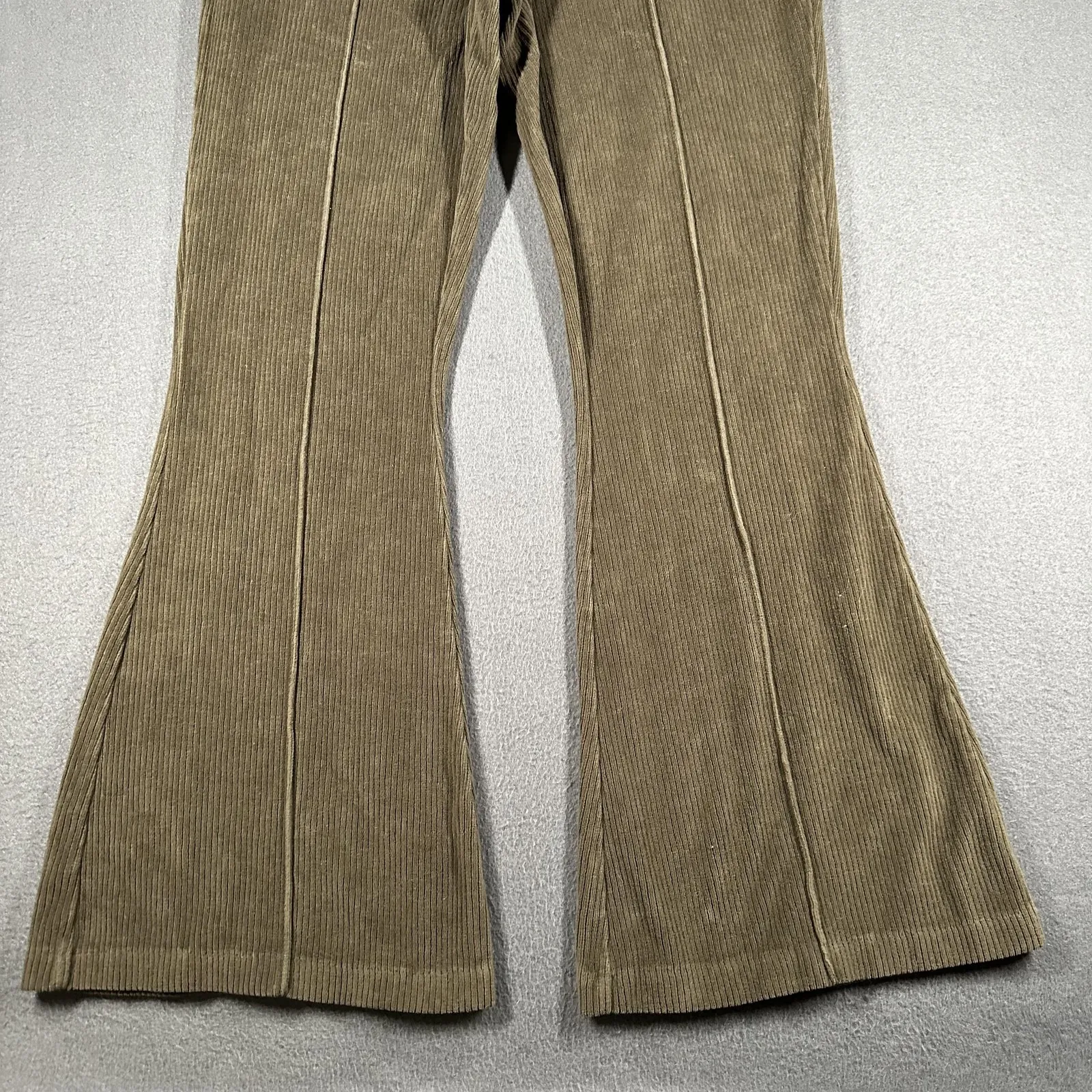 Aerie Pants Womens Small Short Brown Corduroy Ribbed Flare Leg Lounge - Image 2