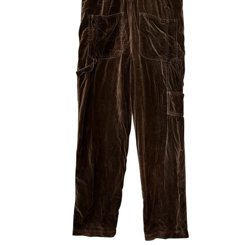 Jordache Vintage 90s Y2K Carpenter Overalls Chocolate Velvet Fall Size 7/9 M - Image 9
