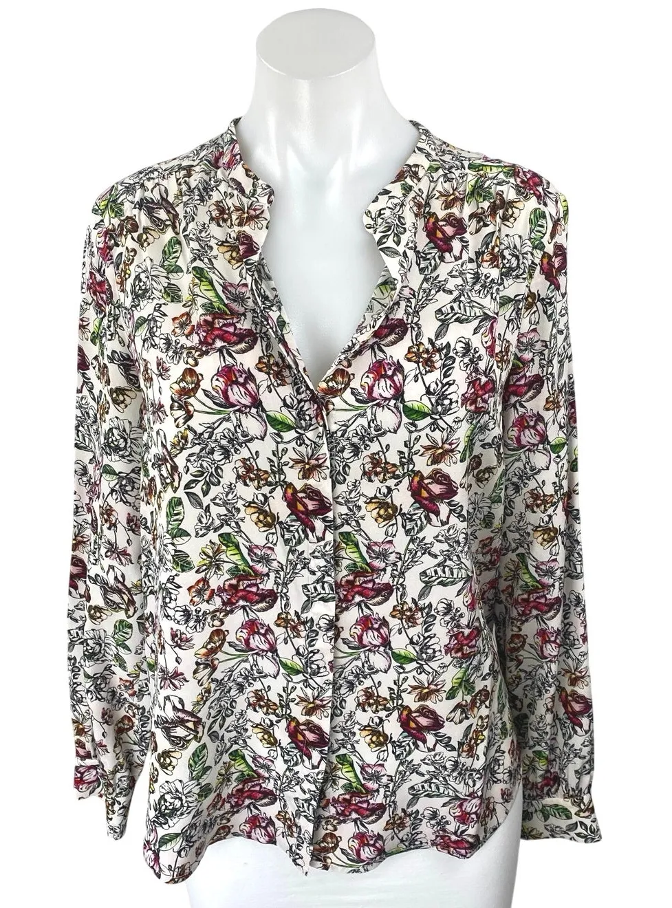 L'Agence Multicolor 100% Silk Floral Long Sleeve Button Down Shirt Blouse Top S - Image 1