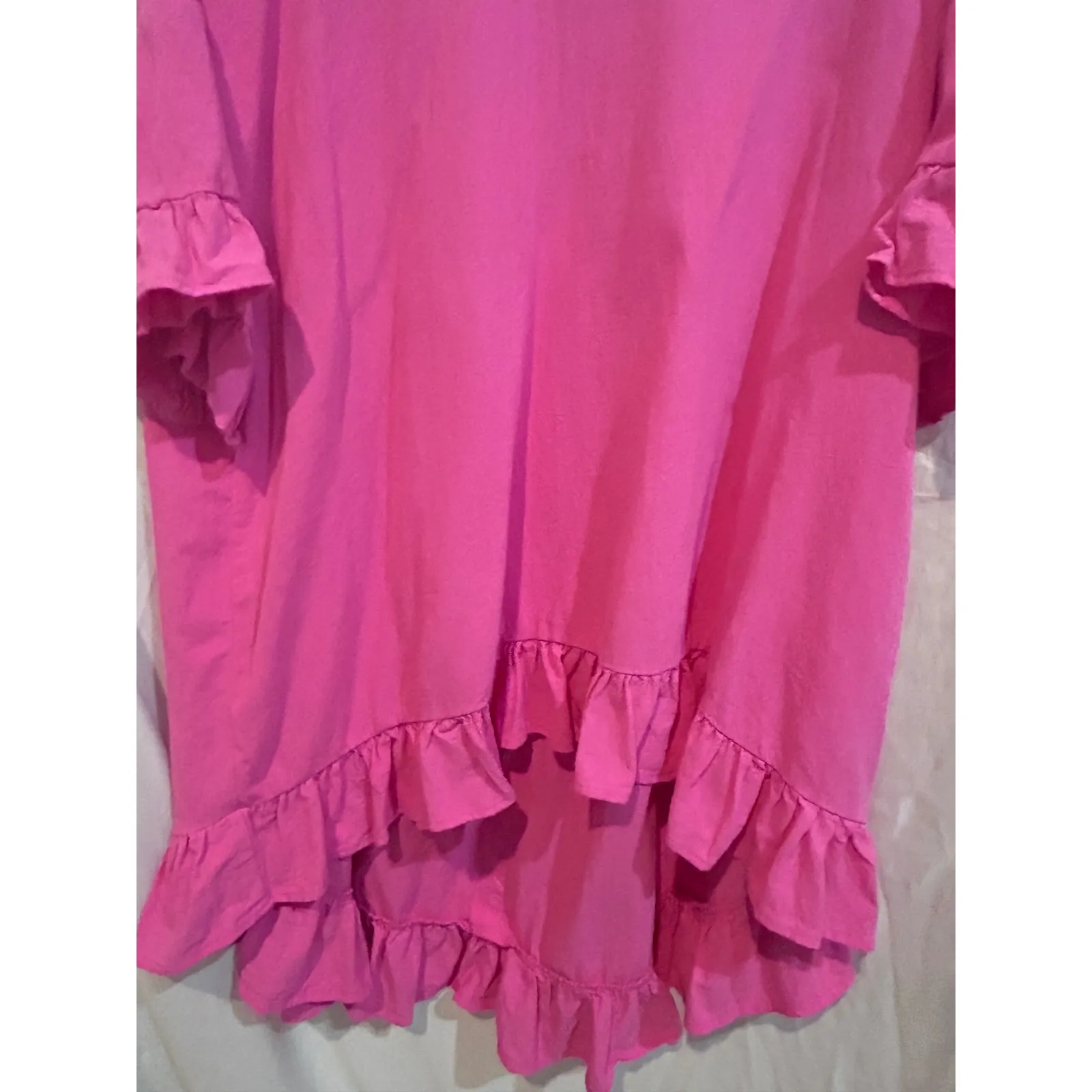 SHEIN CURVE Hot Pink Ruffle Hem High Low Tunic Top Plus Size 1X - Image 5