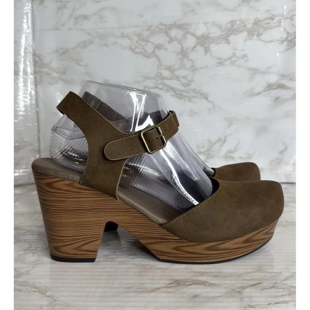 Pierre Dumas Shoes Womens Size 8.5 Brown Mary Jane Block Heel Faux Wood platform - Image 6