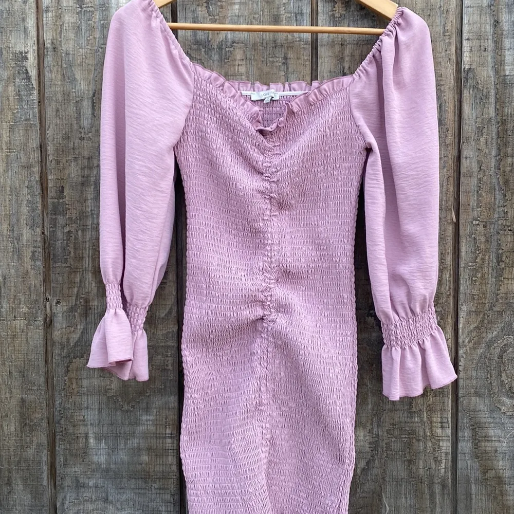 Love Tree Pink Full Smocked Body Long Sleeve Mini Dress Size S - Image 10