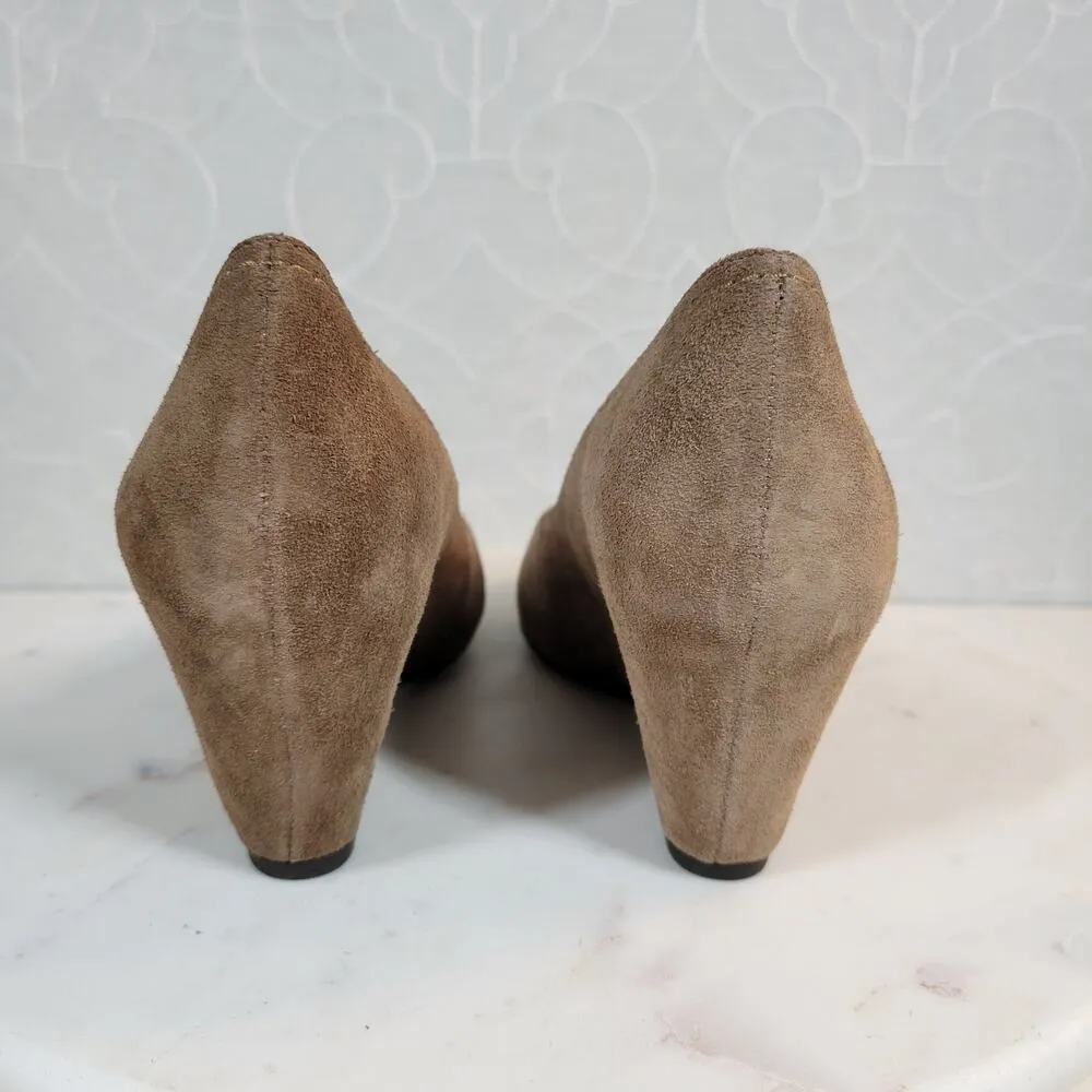 Franco Sarto Womens Zaina Shoes 8 Tan Suede Leather Wedge Slip On Round Toe - Image 9