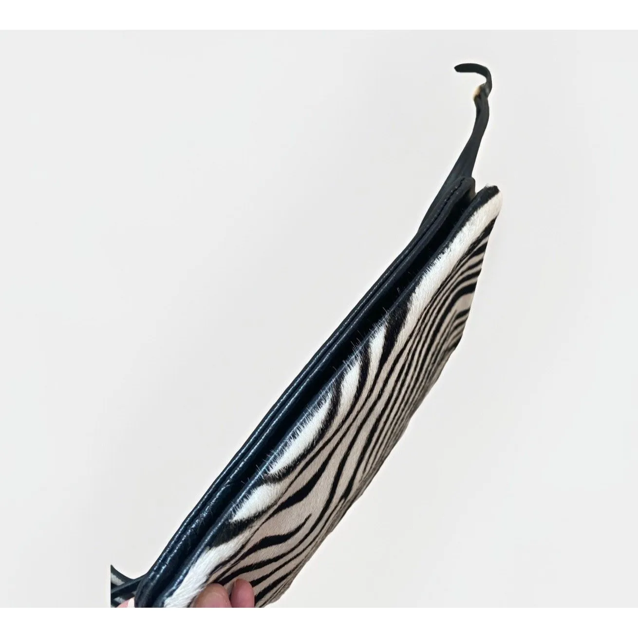 Genuine Leather Crossbody Bag Black White Pony Hair Western Fringe Handbag - Image 7