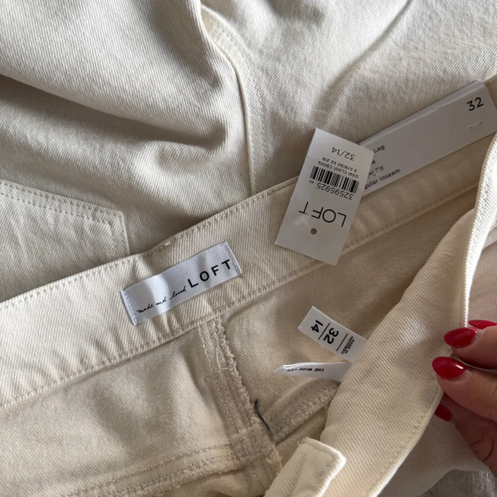 NWT Loft Ecru The Wide Leg High Rise New Jeans Regular - Image 4