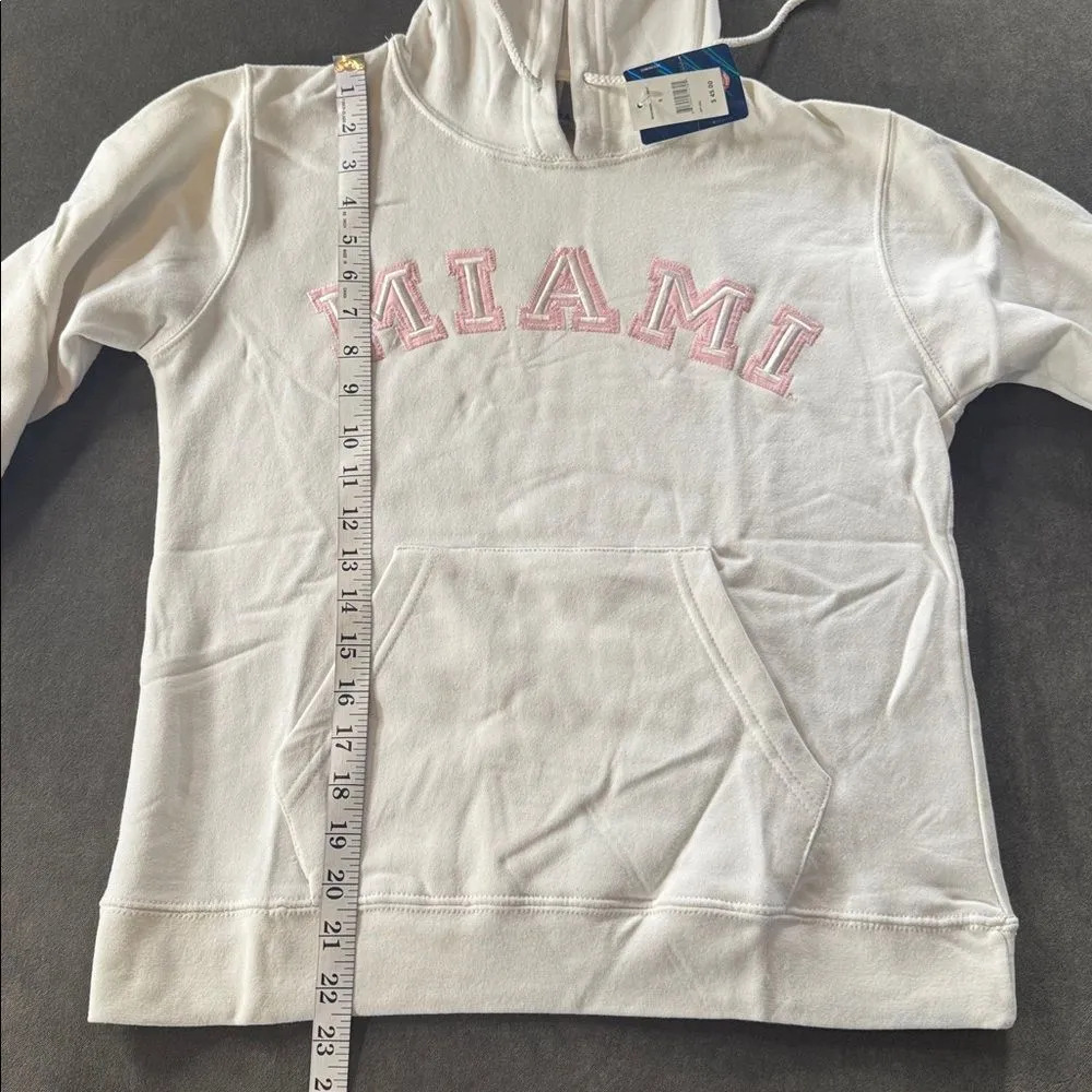 Women’s White Embroidered MIAMI College Hoodie Size S NEW - Image 6