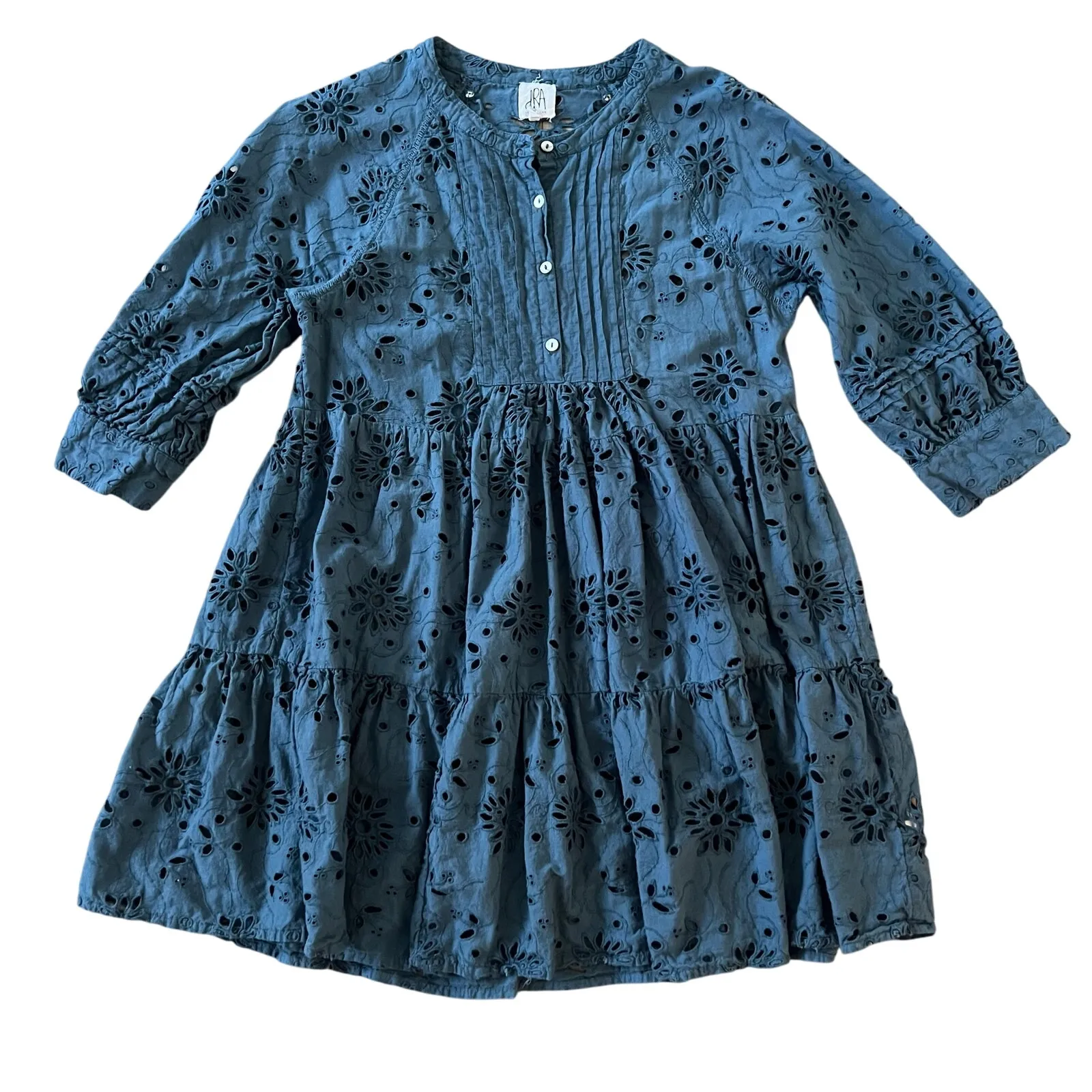 Anthropologie dRA Los Angeles Yara Eyelet Mini Dress L Cornflower Blue Cotton Size L - Image 9