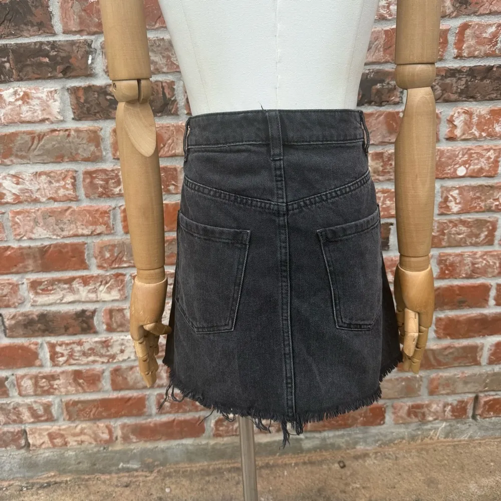 Free People We The Free Black Distressed Denim Skirt with Zipper / 26/4 / EUC - Image 7