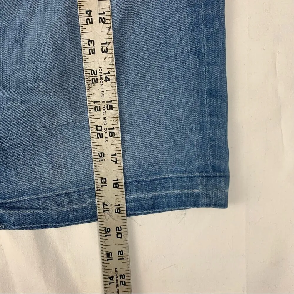 J. Crew women's size 28 Blue Knee-Length Pencil Skirt denim jean raw hem - Image 9