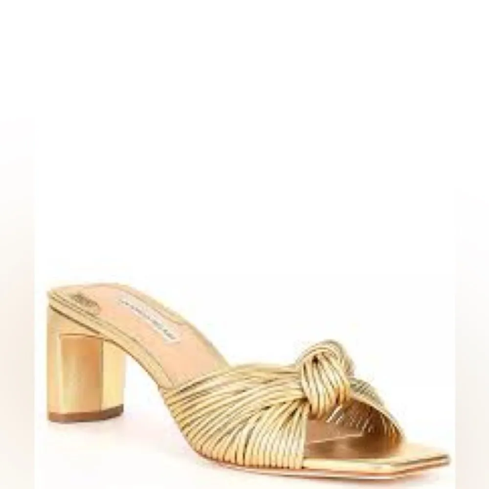 Leather Gold Knot Slip On Heels - Image 2