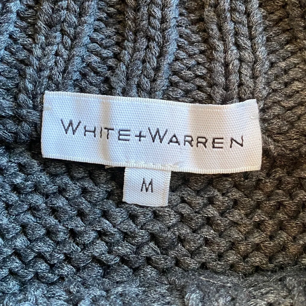 White + Warren Knit Chunky Boxy Mock Neck Sweater Charcoal Black Size M - Image 3