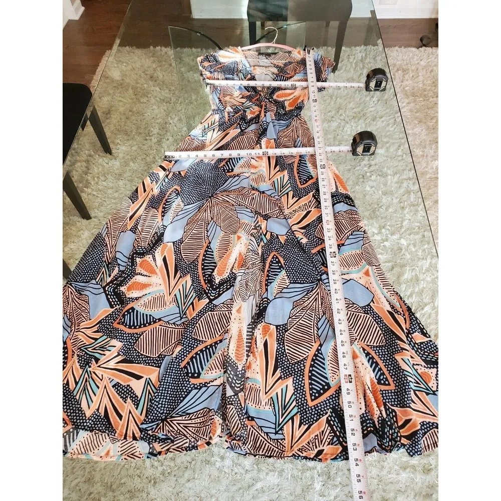 Forever 21 Womens Multicolor Polyester V-Neck Short Sleeve Long Maxi Dress Small - Image 7