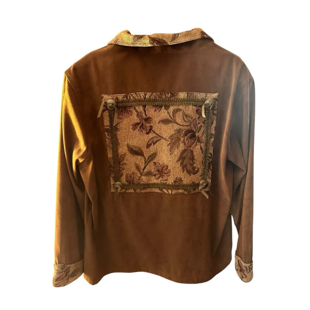 Susan Graver Vintage Womens Brown Full Zip Flap Pocket Faux Suede Western Jacket - Image 6