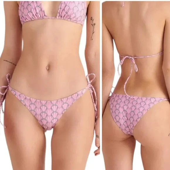 NWT Peixoto Womens Tonie Printed Side Tie Cheeky Bikini Swim Bottom Pink Size M Size M - Image 2