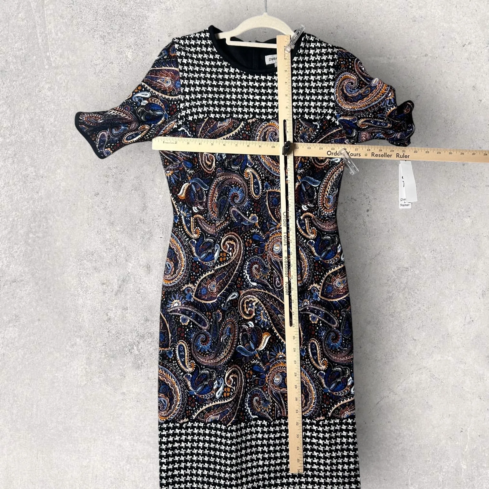 Shelby & Palmer Dress Womens 6 Black Paisley Houndstooth Party Work‎ Casual - Image 5