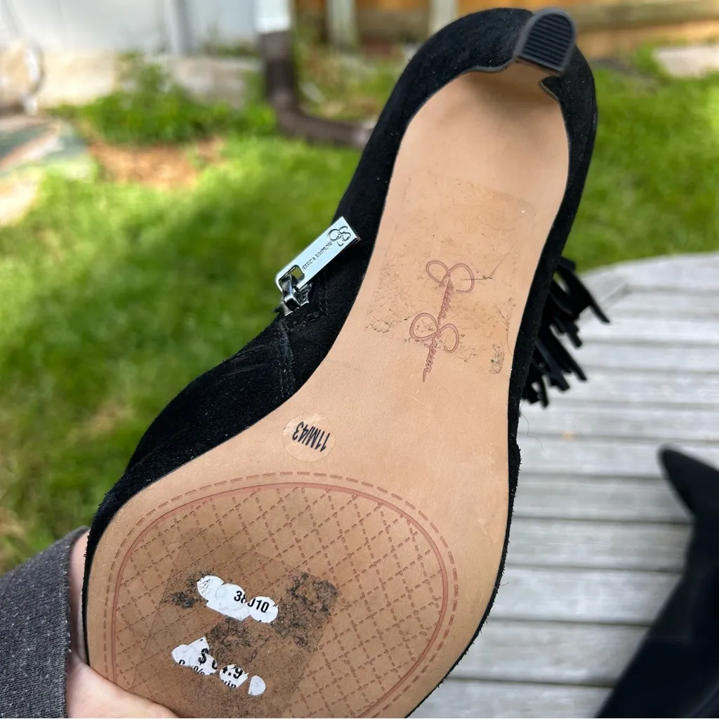 Jessica Simpson‎ Women's Paegye Fringe Stiletto Dress Booties in black size 11 - Image 11