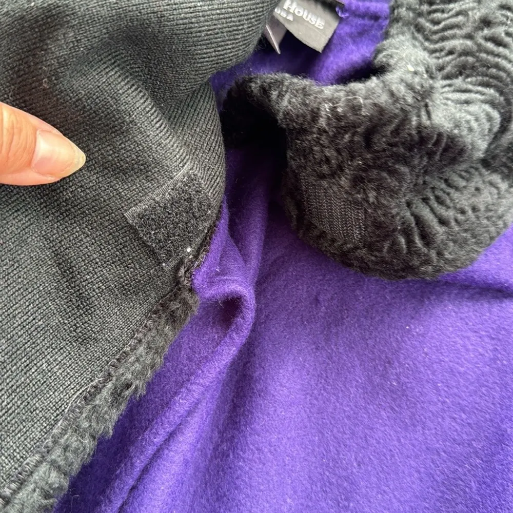 Vintage Specialty House Cape Poncho Coat With Faux Fur Trim Purple One Size Size undefined - Image 3